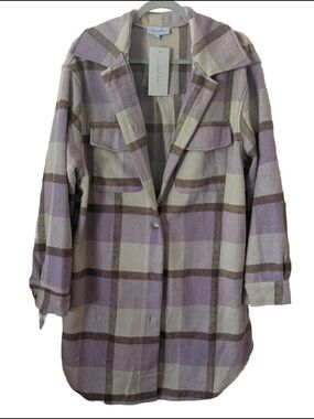 NWT One Loved Babe Lavender Plaid Shacket Jacket